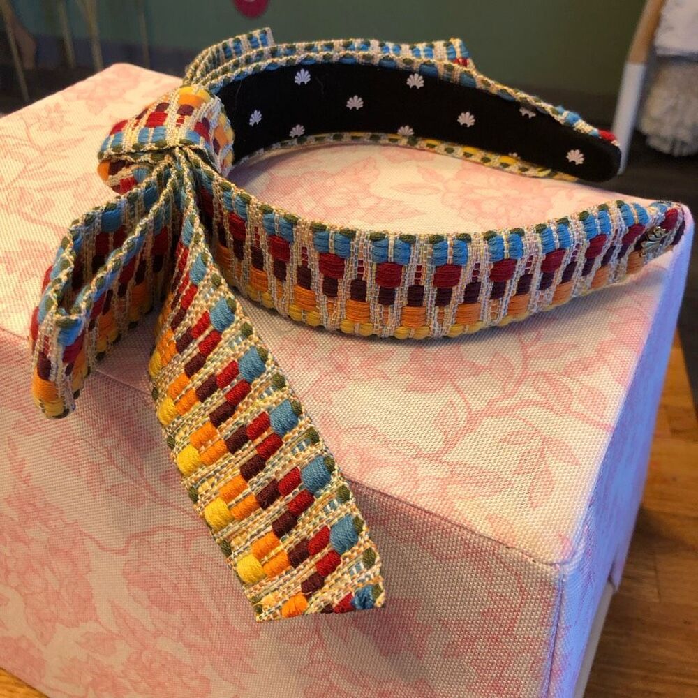 Lele Sadoughi Women's Rainbow Ribbon Bow Knotted Headband Red Blue One Size